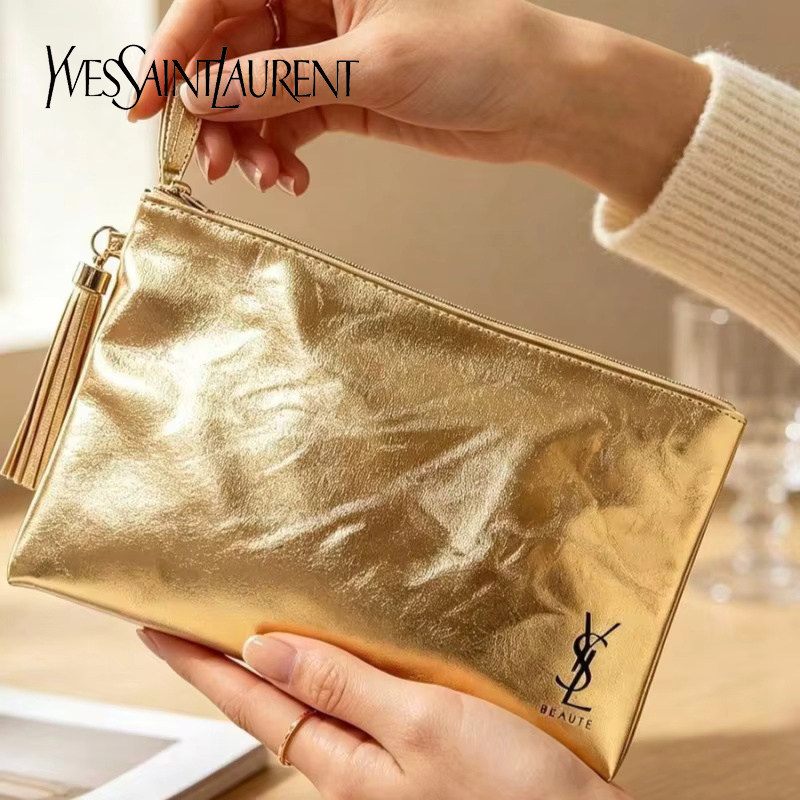 Women Bags Ysl - Borsa Cosmetica Dorata YSL, Pochette Multifunzionale